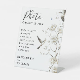 Signe De Table Élégante Chinoiserie Floral Photo Livre d'invité