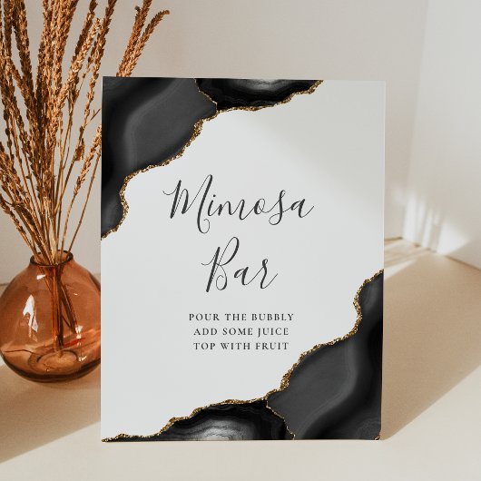 Signe De Table Elégante Fête des mariées d'agate Mimosa Bar Black