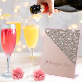 Signe De Table Elégante Fête des mariées Rose or Mimosa Bar