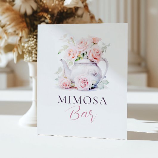 Signe De Table Elégante Fête des mariées rose pâle Mimosa Bar