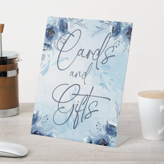 Signe De Table Elégante Fleurs Bleues Garçon Baby shower Cartes C (In SItu)