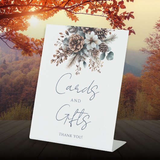 Signe De Table Élégante Forêt Florale Pinecone Cartes Et Cadeaux