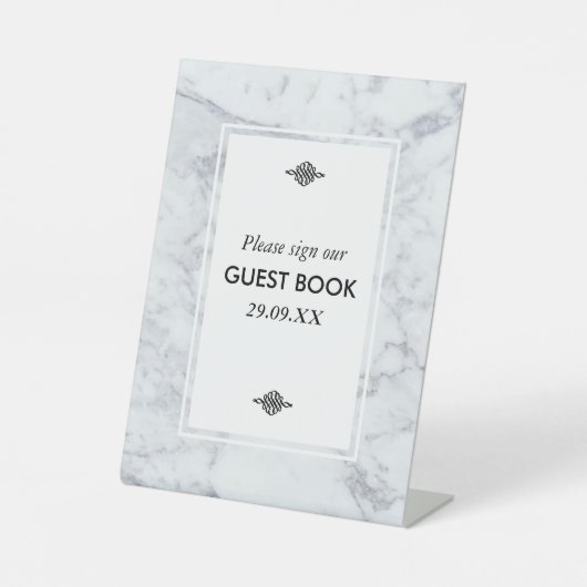Signe De Table Elégante Mariage en marbre Vintage (Recto)