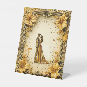 Signe De Table Élégante œuvre d'art en or représentant un couple