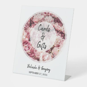 Signe De Table Elégante Peonies Roses Cartes de Mariage & Cadeaux