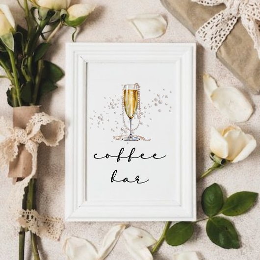 Signe De Table Elégante perles d'aquarelle et Fête des mariées de