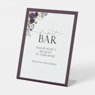 Signe De Table Elégante Plum Purple Aquarelle Douche Bouquet Bar