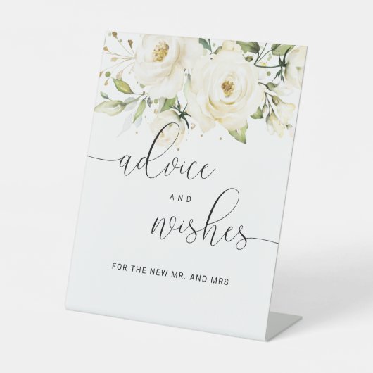 Signe De Table Elégante rose blanche verte Conseils et souhaits (Recto)