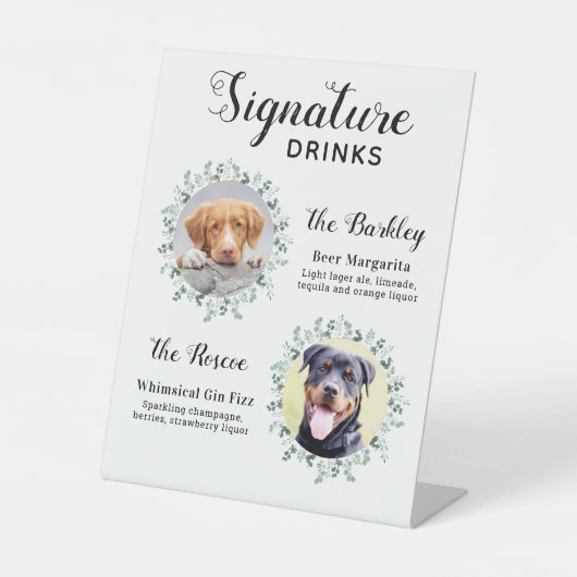 Signe De Table Élégante signature Boissons Animaux Mariages Chien (Recto)