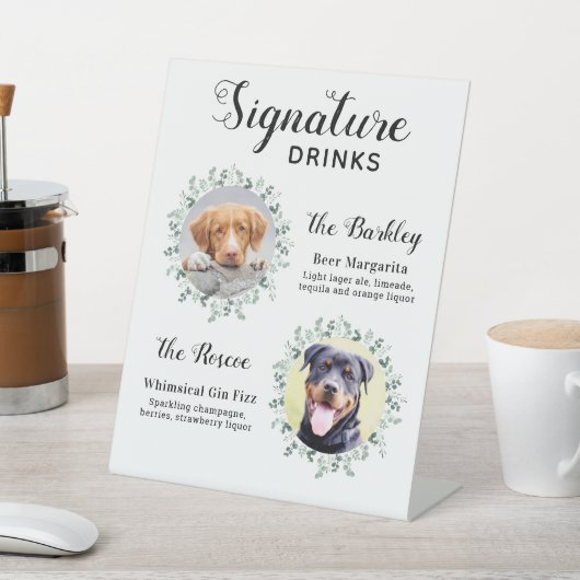 Signe De Table Élégante signature Boissons Animaux Mariages Chien (In SItu)