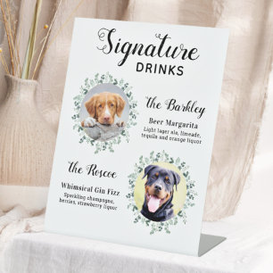 Signe De Table Élégante signature Boissons Animaux Mariages Chien
