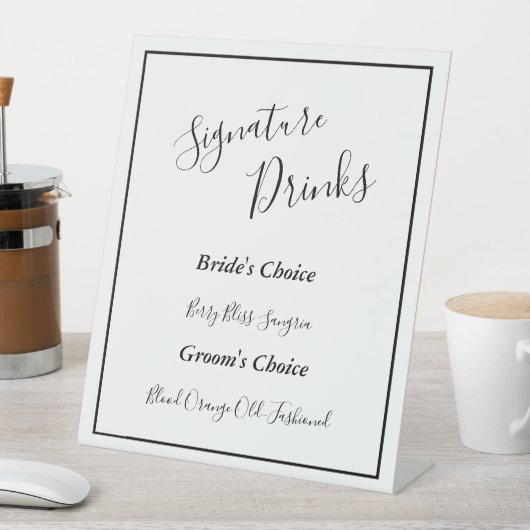 Signe De Table Élégante signature Mariage moderne Boissons Signé (In SItu)