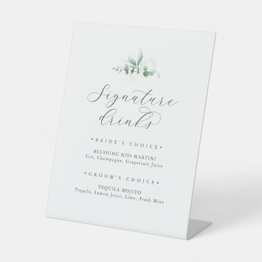 Signe De Table Élégante signature verte Boissons Signal (Recto)