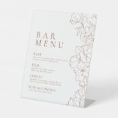 Signe De Table Elégante terre cuite fleurie Bar Menu Piédestal (Recto)