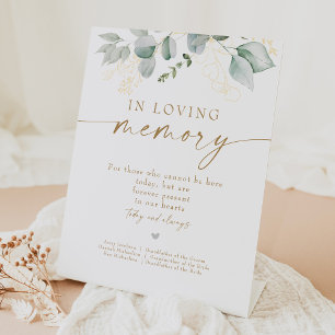 Signe De Table Élégante verdure et or dans l'amour Mariage mémoir