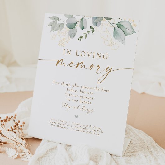 Signe De Table Élégante verdure et or dans l'amour Mariage mémoir