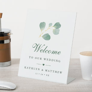 Signe De Table Elégante verdure Eucalyptus Bienvenue