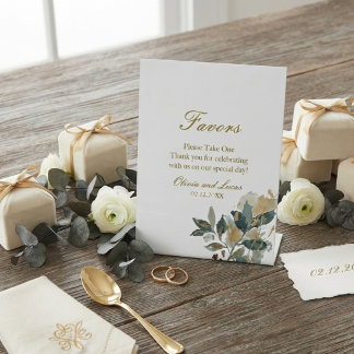 Signe De Table Élégante verdure Eucalyptus Feuille d'Or Botanique