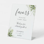Signe De Table Élégantes Faveurs de Script Moderne de Verdure Flo (Recto)