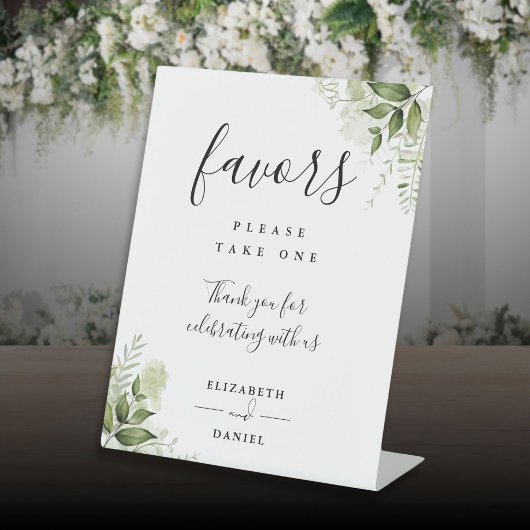 Signe De Table Élégantes Faveurs de Script Moderne de Verdure Flo