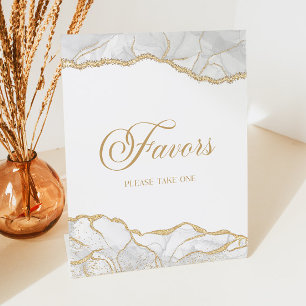 Signe De Table Élégants Faveurs de Fête en Agate et Or Blanc