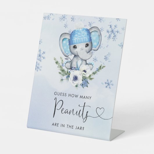 Signe De Table Eléphant bleu Combien d'arachides sont dans le pot (Recto)