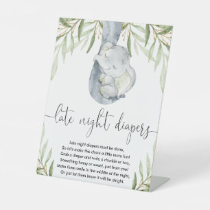Signe De Table Eléphant couche tard la nuit jeu baby shower