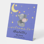 Signe De Table Eléphant mignon avec petit Baby shower papillon (Recto)