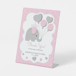 Signe De Table Éléphant ton gris rose Fête Baby Shower Fille