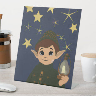 Signe De Table Elfe de Noël Nuit Étoilée