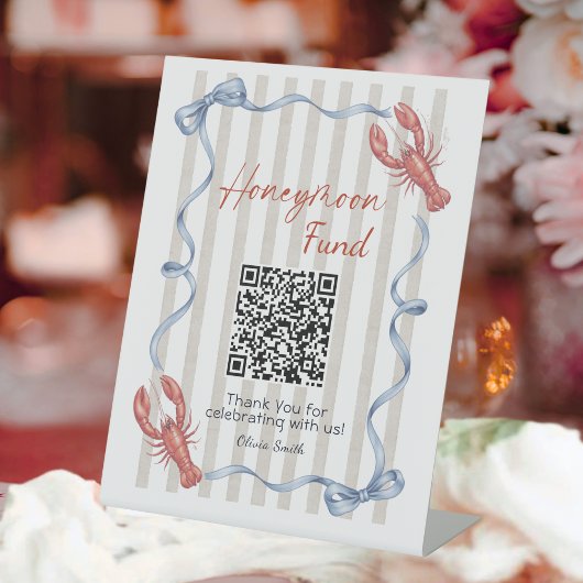 Signe De Table Elle est un Fonds de Mariage Code QR Homard