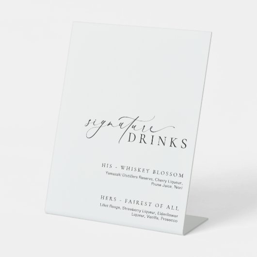 Signe De Table Ellesmere Modern Minimal Signature Boissons (Recto)