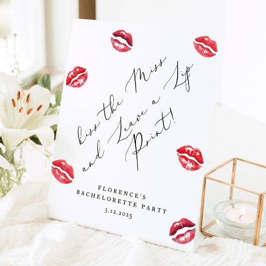 Signe De Table Embrasse la Miss et laisse une empreinte bachelore