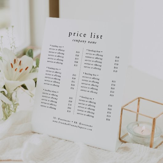 Signe De Table EMELIA Moderne Simple Business Services Tarificati