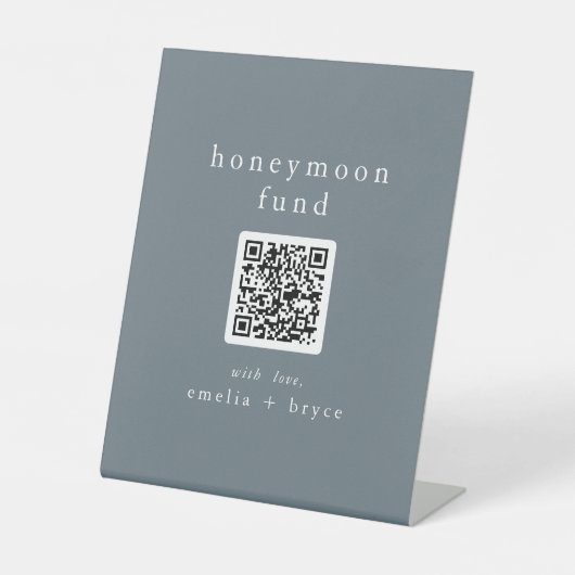 Signe De Table EMELIA QR Code Marine Boho Mariage Honeymoon Fund (Recto)