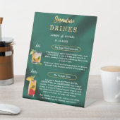 Signe De Table Emerald and Gold Minimal Wedding Signature Drinks (In SItu)