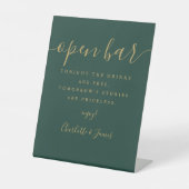 Signe De Table Emerald Green Et Gold Script Open Bar (Recto)