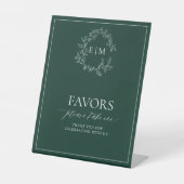Signe De Table Emerald Green Leafy Crest Monogramme Faveurs (Recto)