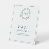 Signe De Table Emerald Green Leafy Crest Monogramme Faveurs (Recto)