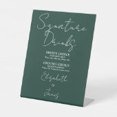 Signe De Table Emerald Green Minimalist Script Signature Boissons (Recto)