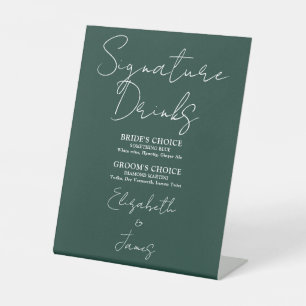 Signe De Table Emerald Green Minimalist Script Signature Boissons