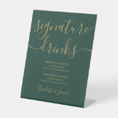 Signe De Table Emerald Green Script Mariage Signature Boissons (Recto)