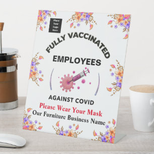 Signe De Table Employés Vacciné Masque Logo d'entreprise Personna