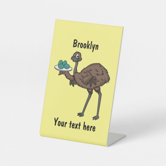 Signe De Table Emu avec dessin animé d'oeufs (Recto)