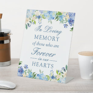 Signe De Table En Mémoire Amoureuse Élégante Hydrangée Bleue Flor