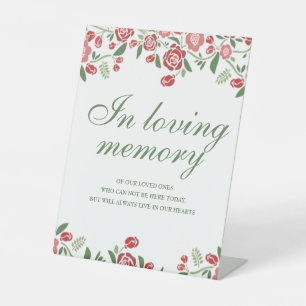 Signe De Table En Mémoire Amoureuse Rouge Vert Thème Floral Maria