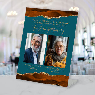 Signe De Table En mémoire d'amour 2 photo rouille Mariage Turquoi