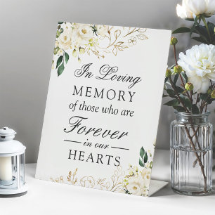 Signe De Table En Mémoire d'amour Élégante Rose blanche verte flo