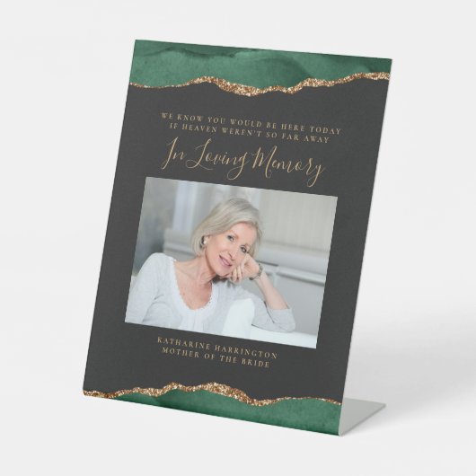 Signe De Table En mémoire d'amour Photo Vert Mariage foncé (Recto)