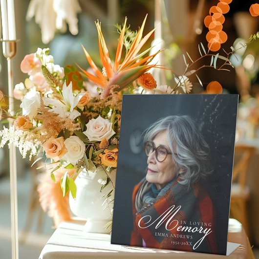 Signe De Table "En mémoire de l'amour" Photo Funeral Memorial